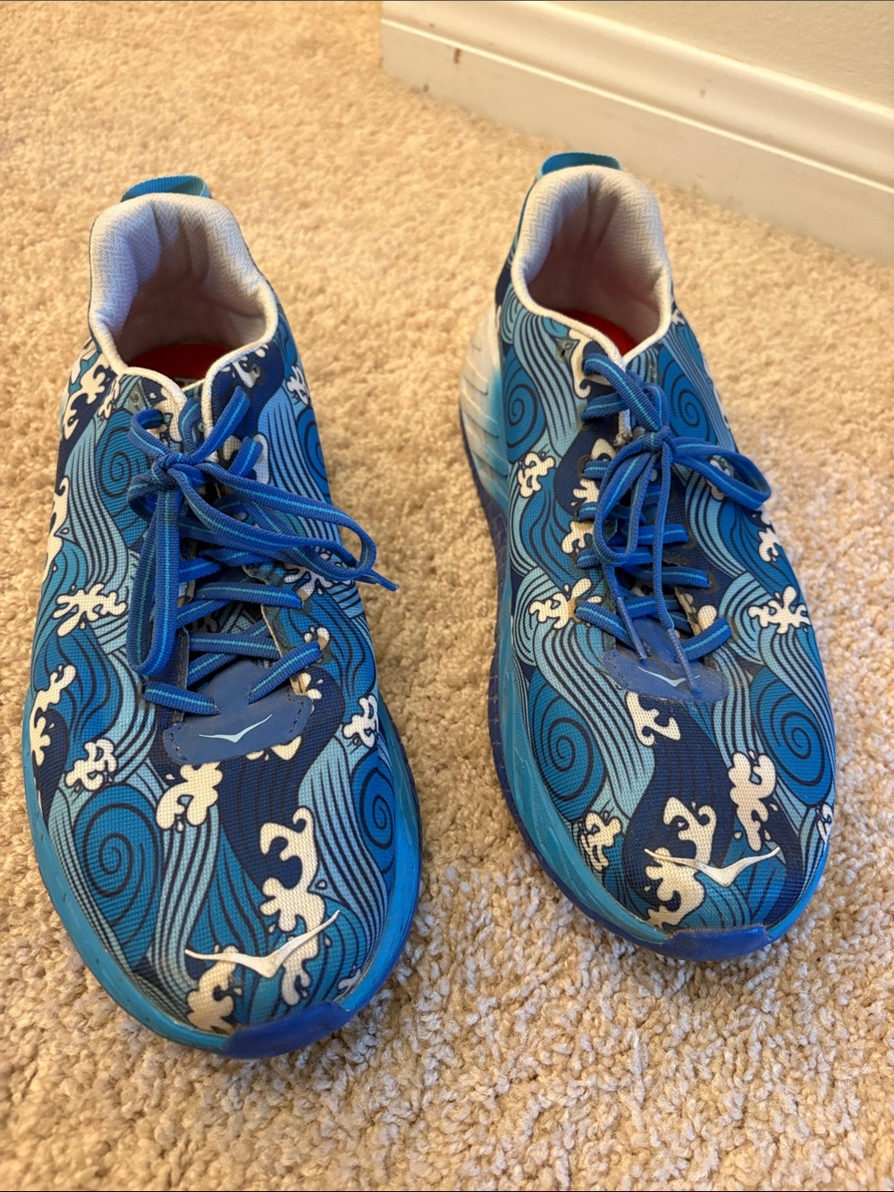 Limited Edition Blue Wave-Print Hoka Shoes